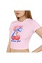Women's Modern Crop Top Printed Slim Fit Baby Blue Summer T-Shirt