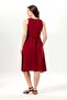 Sleeveless Legendary V-Neck Embroidered Summer Chiffon Midi Dress Burgundy Brd - 2
