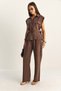 Women's Cocoa Padded Belt Detailed Pocketed Vest with Elastic Waist Pocketed Modal Suit 7502 60286137 - 6