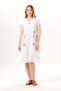Short Sleeve Rose Ribbon Lace V-Neck Embroidered Summer Voile Short Dress White Byz - 6