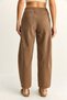 Women's Cappuccino Elastic Waist Pocket Detailed Carrot Cut Linen Trousers 7750 60286110 - 6