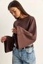 Women's Brown Draped Wide Sleeve Cropped Blouse 1093 60286119 - 3