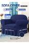 Elastic Stretch Sofa Slipcover with Skirt,Soft Washable Furniture Protector for One Seater Couch,Dark Blue