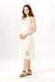Sleeveless Legendary V-Neck Embroidered Summer Chiffon Midi Dress Cream Krm - 4