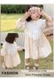 Toddler Girls Long Sleeve A-line Bubble Dress with Removable Lace Shawl, Cotton Breatbable Round Nec - 6