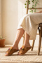 Tan Suede Women's Beaded Tassel Slippers Md1001-122-0006 - 2