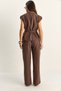 Women's Cocoa Padded Belt Detailed Pocketed Vest with Elastic Waist Pocketed Modal Suit 7502 60286137 - 8