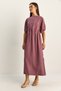 Women's Soft Lilac Elastic Waist Gathered Balloon Sleeve Slit Detailed Modal Dress 7639 60286155 - 2