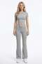 Gray Melange Viscose High Waist Gathered Front Spanish Flare Women's Trousers Flared - 6