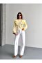 Flounce Sleeve Scallop Blouse Yellow - 2