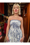 White Color French Pattern Strapless Bohemian Dress - 3
