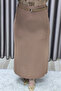 Women's Clothing Plus Size Belted Hidden Slit Detailed Lined Crepe Fabric Skirt - 2