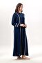 Long Sleeve Gülfem Zippered Summer Shawl Cloth Ferace Navy Blue Lcvt - 4