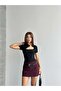 Low-Cut Collar and Buckle Blouse Black