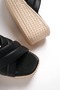 Joymix platform heel orthopedic sole wicker-look women's slippers ckt - black - 6