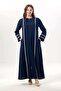 Long Sleeve Gülfem Zippered Summer Shawl Cloth Ferace Navy Blue Lcvt