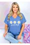 Daisy Printed V-Neck Cotton Premium Plus Size Women's T-Shirt - 4