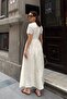 Women's Cream Lined Brode Woven Dress - 5