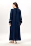 Long Sleeve Gülfem Zippered Summer Shawl Cloth Ferace Navy Blue Lcvt - 2