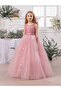 Girl Sequin Bow Detail Mesh Maxi Party Dress - 2
