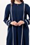 Long Sleeve Gülfem Zippered Summer Shawl Cloth Ferace Navy Blue Lcvt - 3