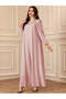 Pink Embellished Balloon Sleeve Maxi Dress