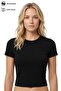 Black Viscose Fitted Crew Neck Short Sleeve Women's Crop T-Shirt