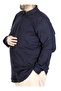 Large Size Men's Long Sleeve Linen Shirt 20396 Navy Blue - 2