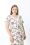 Women's Plus Size Elegant Collar Lace and String Detailed Ring Viscose Short Sleeve Nightgown - 2
