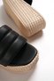 Reina platform heel orthopedic sole wicker-look women's slippers ckt - black - 6