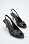 Verona Women's Black Cross-Strapped Heeled Shoes with Elastic Back - 3