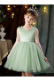 Girls Pearl Decor Bow Tie Deep V-Back Princess Party Dress - 6