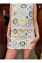 Cream Color Crochet Retro Ring Motif Knitted Blouse and Skirt Set - 5