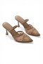 Y752176315 Beige Mesh Bead Embroidered Thin Heeled Women's Shoes - 6