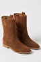 Mellow Women's Suede Low Heeled Tan Summer Boots, Perforated Summer Women's Booties - 2