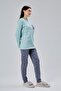 Women's Long Sleeve Cotton Piece Pajama Set Buttoned Pocket Detail Bottom Top Set - 6