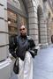 New Season Zr Women's Leather Jacket with Stand Collar Pattern Detail - 4