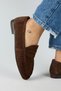 Tuubi Women's Genuine Leather Pleated Loafer Brown Shoes - 5
