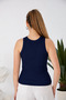 Navy Blue Zargo Model Fitted/Fitted Wide-Cut Halter Neck Ribbed Stretchy Knitted Crop Blouse - 3