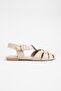 Women's Beige Suede Ankle Strap Buckle Casual Sandals - 2
