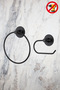 Black Round Adhesive Ring Towel Holder / Open Toilet Paper Holder 2-Piece Bathroom Set - 4