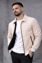 Basic Slim Fit Polo Collar Suede Jacket - 3