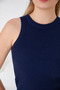 Navy Blue Zargo Model Fitted/Fitted Wide-Cut Halter Neck Ribbed Stretchy Knitted Crop Blouse - 2