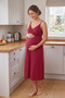 Polka Dot V-Neck Belted Maternity Dressing Gown Set with Straps for Easy Breastfeeding - 3