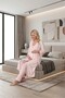Women's Long Dress with Straps and Lace Detail, Breastfeeding Feature, Maternity 3-Piece Pajama Set - 5