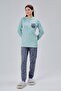 Women's Long Sleeve Cotton Piece Pajama Set Buttoned Pocket Detail Bottom Top Set - 4