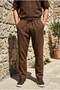 Calvert Tensel Cotton Fabric Striped Relaxed Fit Men's Trousers - Brown - 5