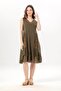 Sleeveless Begüm V-Neck Summer Embroidered Authentic Voile Short Dress Khaki Hk - 6
