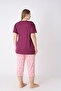 Women's Ring Viscose Plus Size Elegant Detailed Collar Short Sleeve Capri Pajama Set - 4