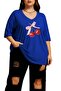 Ribbon-Cheery Printed Large Size V-Neck Oversize Unisex T-Shirt 1Cz4